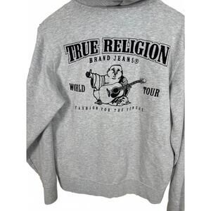 True Religion Grey Buddha World Tour Zip Up Hoodie S/P